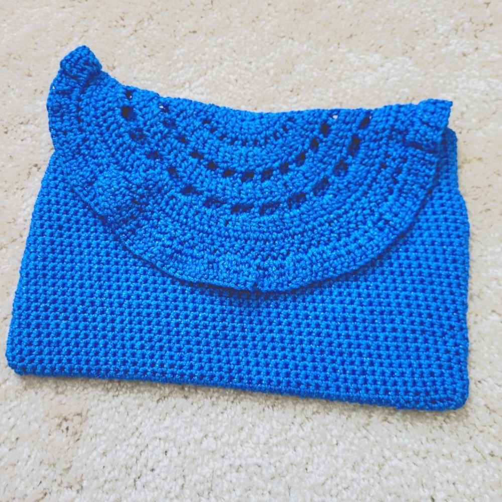 Cobalt Blue Handmade Lined Crochet Clutch/Make-up Bag/Pouch